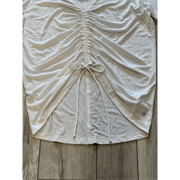 Athleta women's bright white oversized Crossover Ruched athletic Top size small - Picture 6 of 11